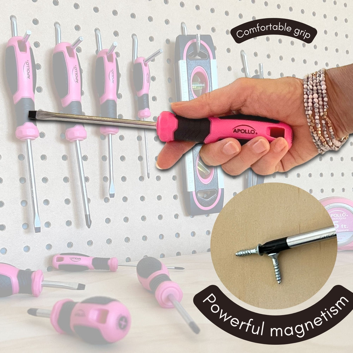 Apollo Tools 8 Pink Essential Screwdriver Set DT5018P - Prop and Piston