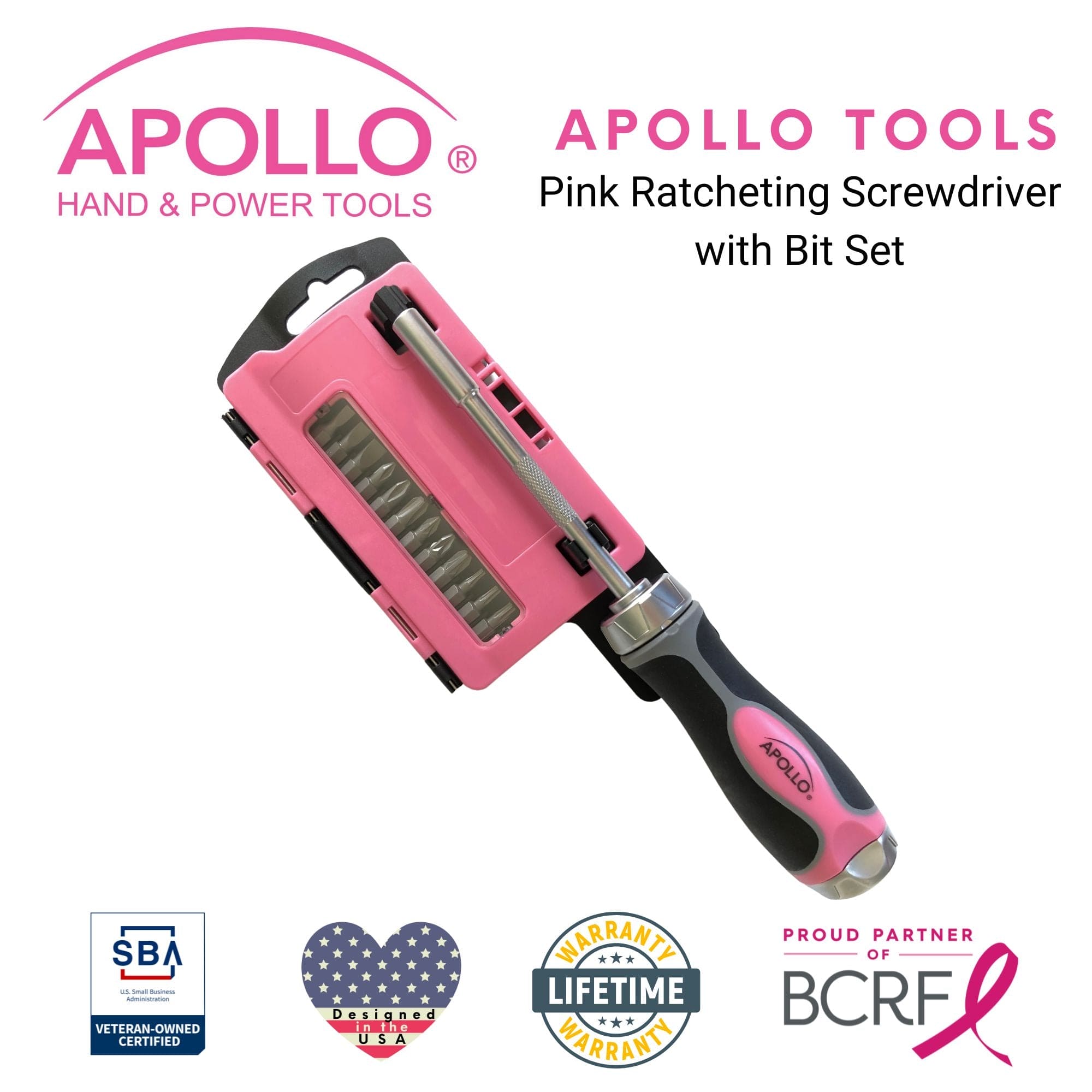 13-in-1 Ratcheting Screwdriver with Bit Set – Pink -- DT5021P - Prop and Piston