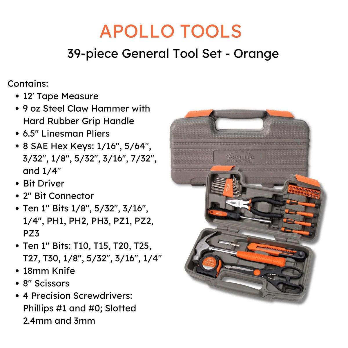 39 Piece General Tool Kit - DT9706OR - Prop and Piston