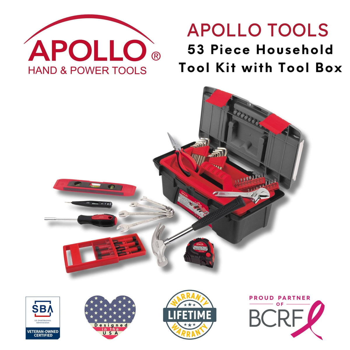 53 Piece Household Tool Kit with Tool Box - DT9773 - Prop and Piston