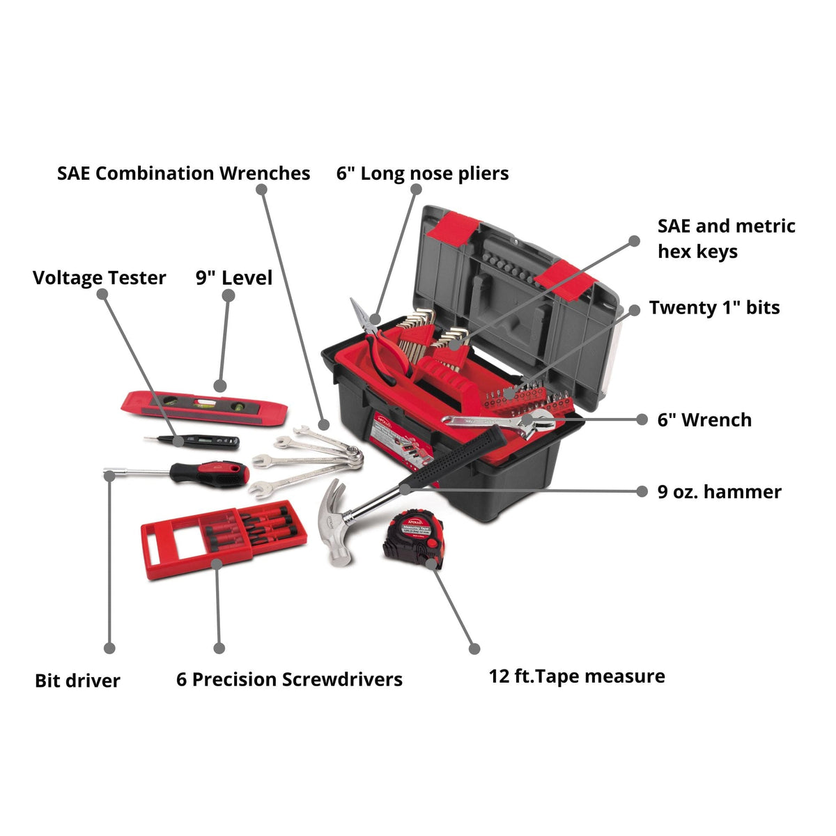53 Piece Household Tool Kit with Tool Box - DT9773 - Prop and Piston