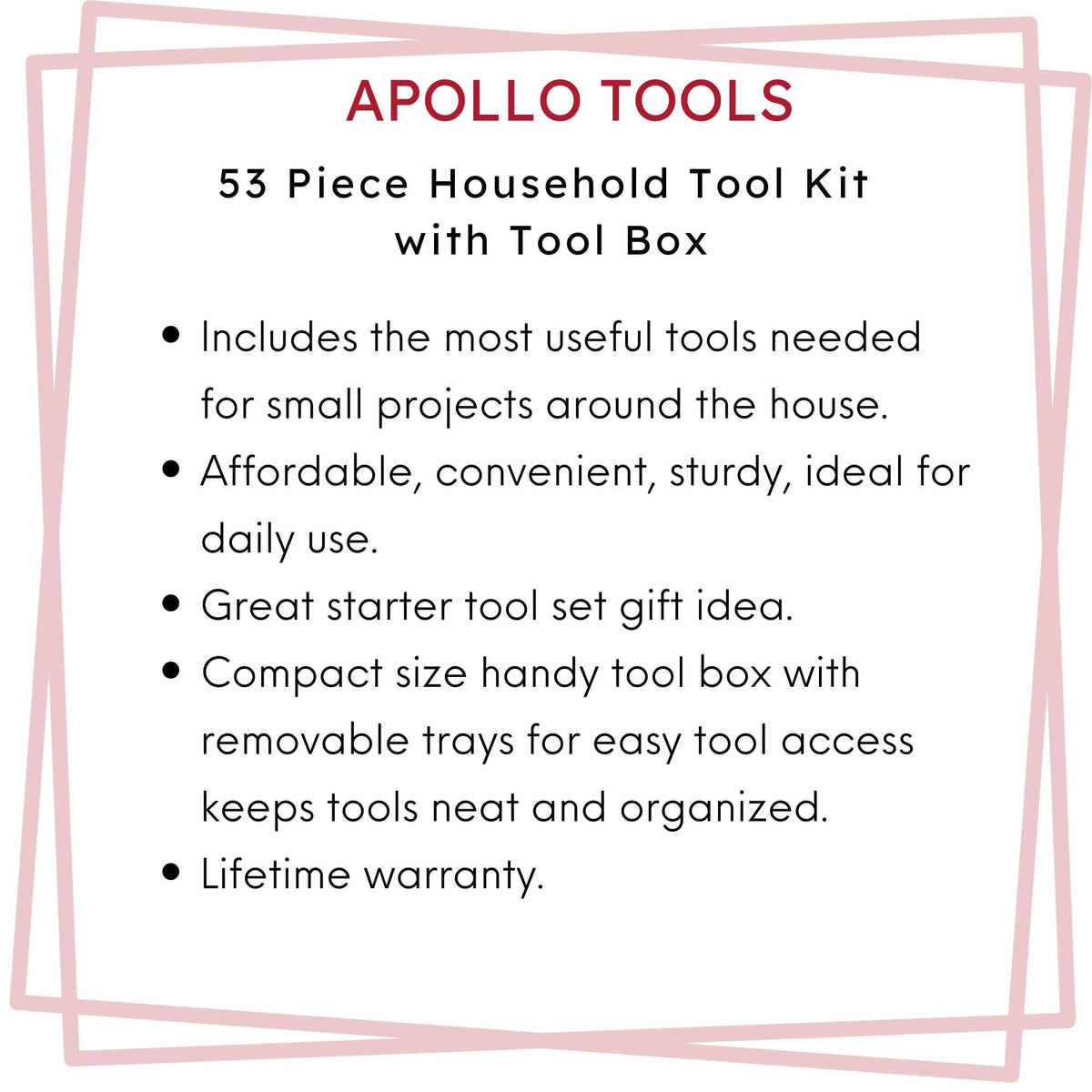 53 Piece Household Tool Kit with Tool Box - DT9773 - Prop and Piston