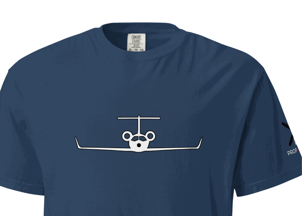 Navy blue Private Jet graphic unisex heavyweight cotton t-shirt with relaxed fit and durable stitching