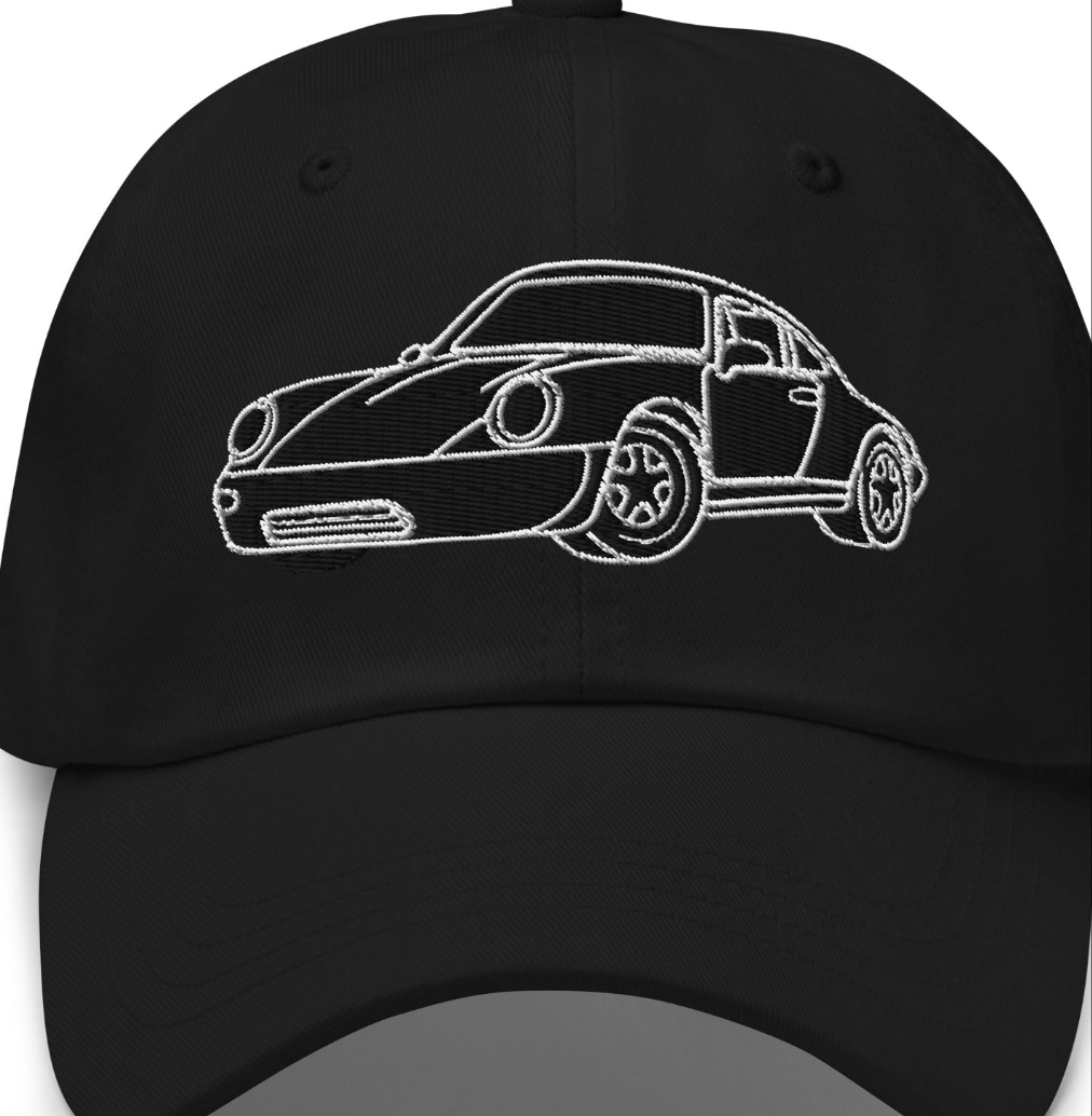 911 Black Racer Dad Hat – PCar Racer Cap – Embroidered “911” Dad Hat – Adjustable Motorsport Baseball Cap