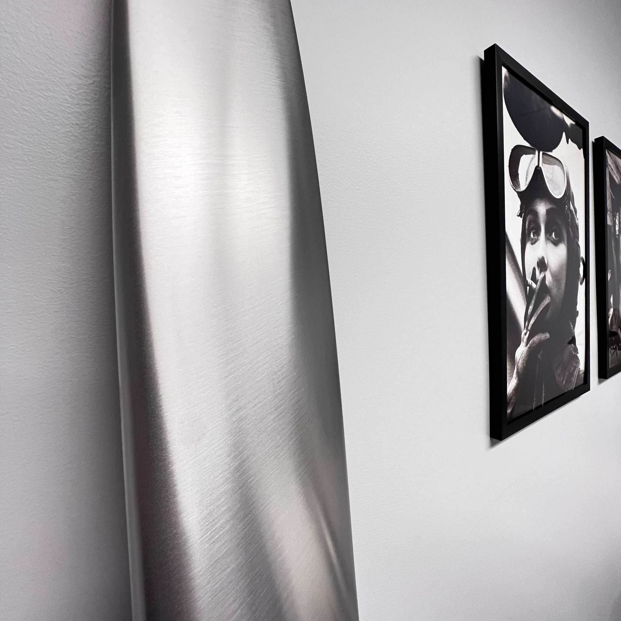 2-bladed McCauley aluminum metal airplane propeller with brushed aluminum finish wall display