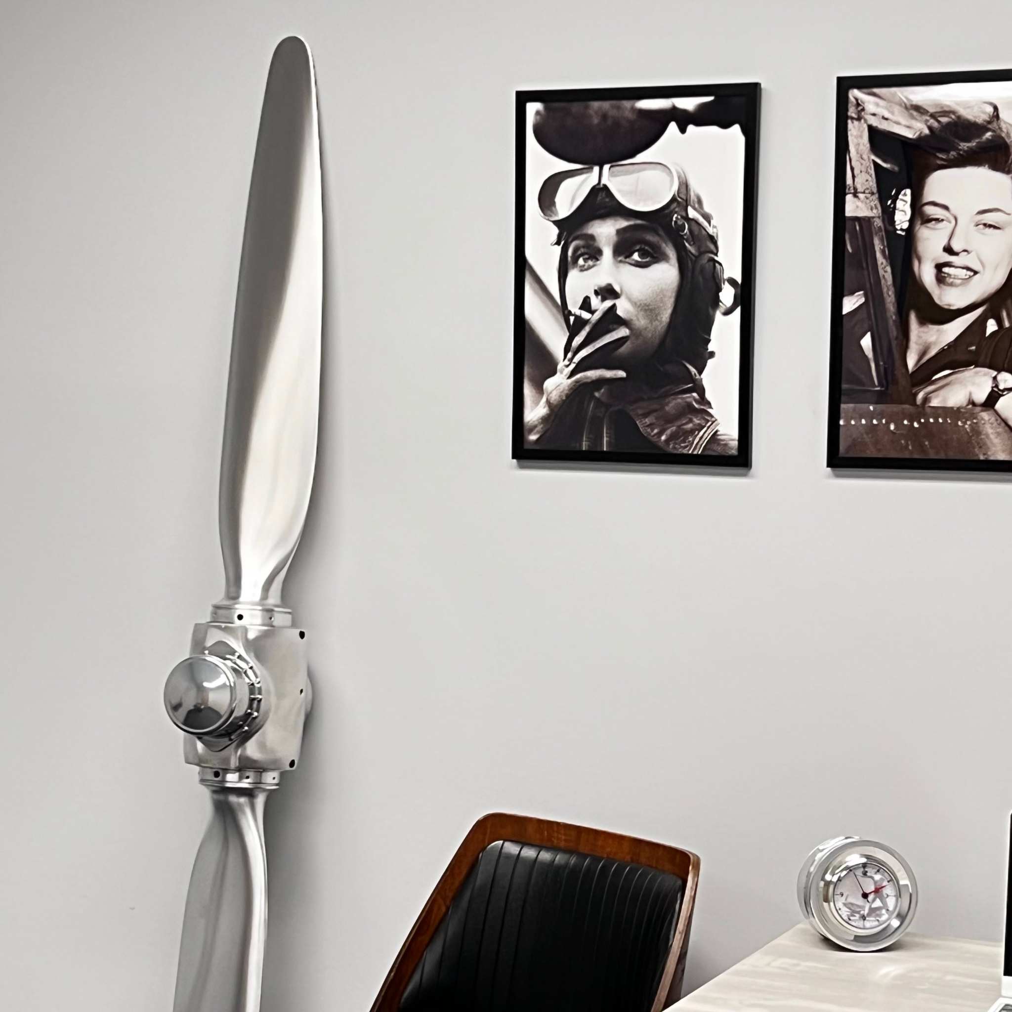 2-bladed McCauley aluminum metal airplane propeller with brushed finish wall display