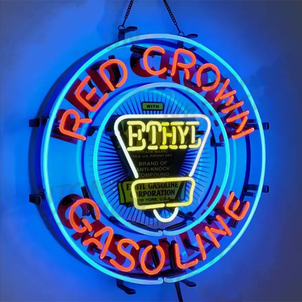 Red Crown Ethyl Gasoline Neon Signs - Prop and Piston