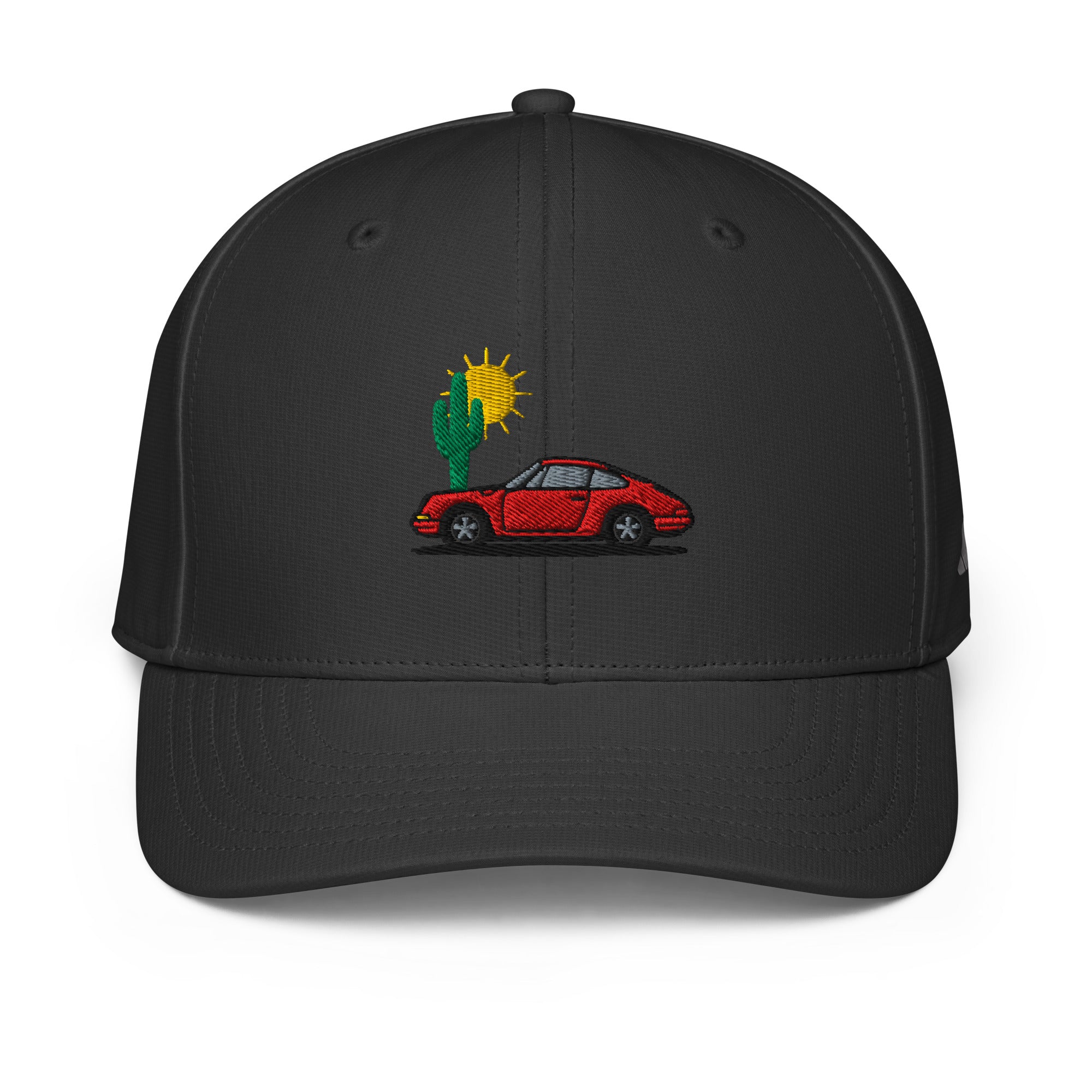 Black Baseball hat with red Porsche 911 and cactus