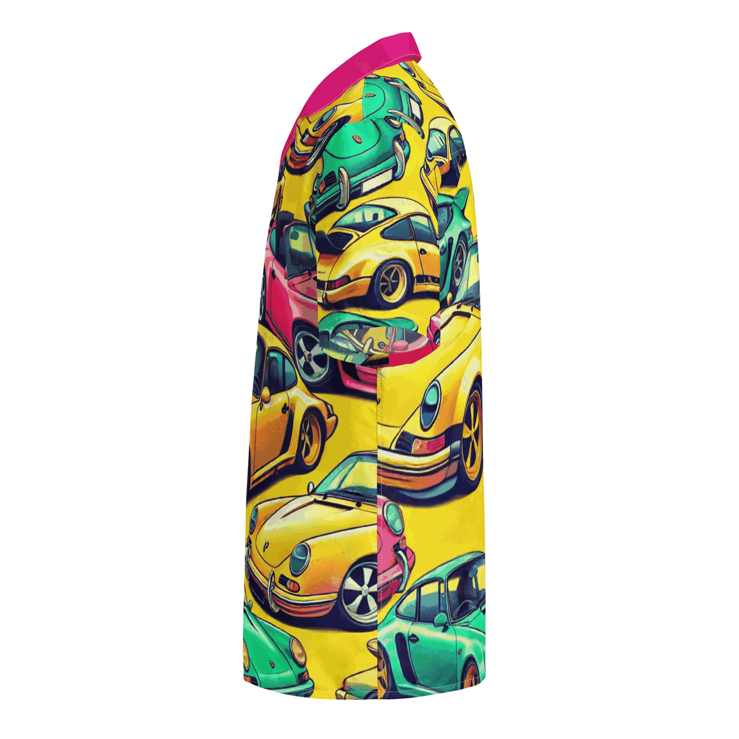 Button Up 2 vibrant oversized summer shirt with colorful car print and breathable moisture-wicking fabric