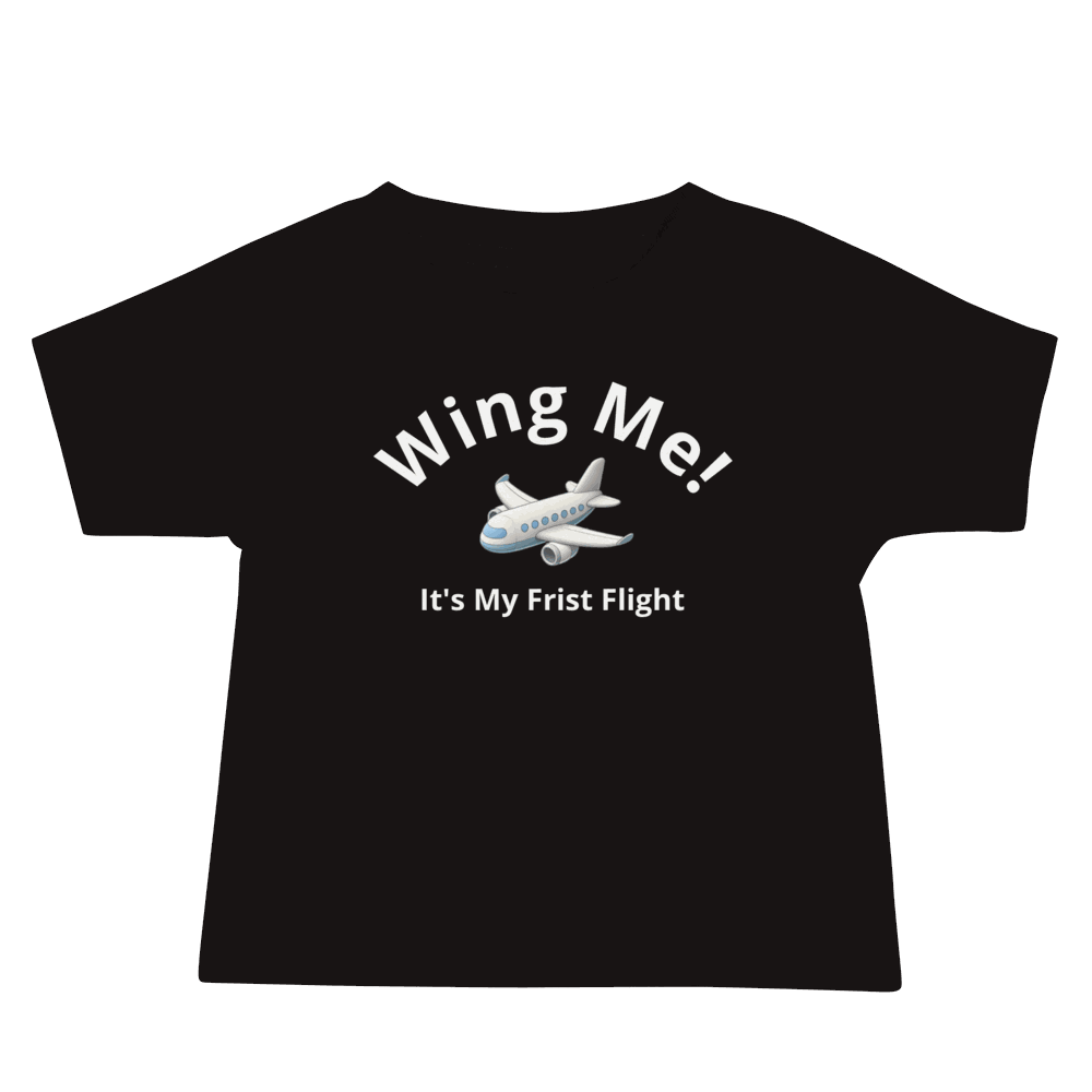 Black baby jersey short sleeve tee with "Wing Me! It&
