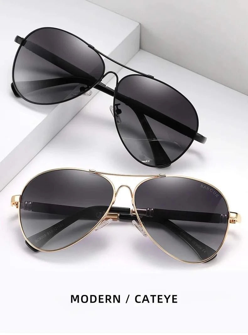 BARCUR Polarized Pilot Sunglasses for Men – Stylish Anti Blue Light UV400 Protection Gradient Mirror Lens Stainless Steel Trendy Frame – Fashion Aviator Sun Glasses for Men Ideal for Driving Travel Summer & Outdoor Activities - Prop and Piston