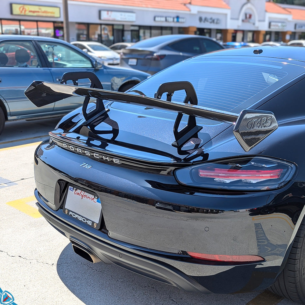 2017-2025 Porsche 718 Boxster & Cayman (982) Dry Carbon Fiber GT4 RS Style Swan Neck Wing