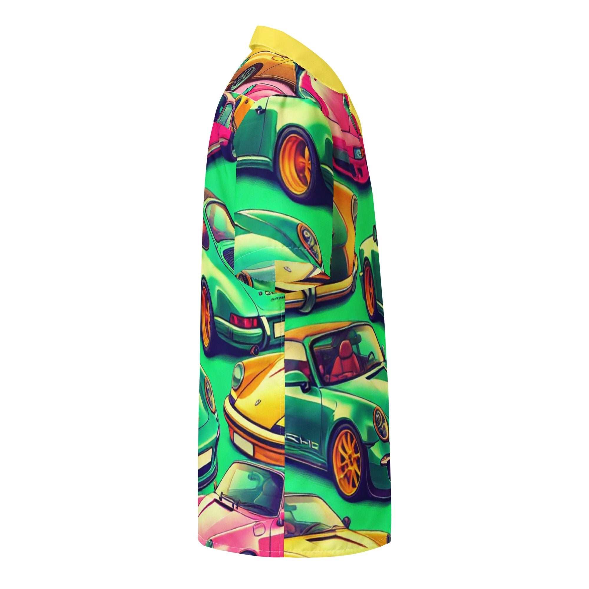 Button Up 4 colorful oversized summer shirt with car print, moisture-wicking and UPF50+ protection