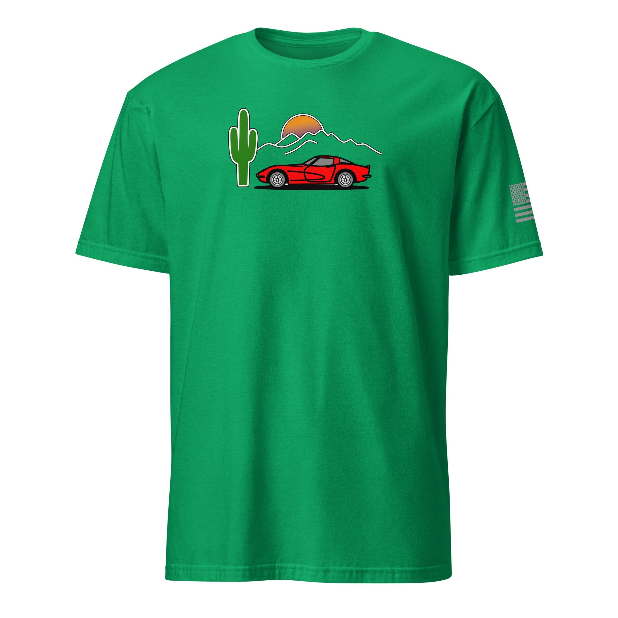 Car T-Shirt Retro Corvette Sunset Graphic Tee Vintage Car Enthusiast - Prop and Piston