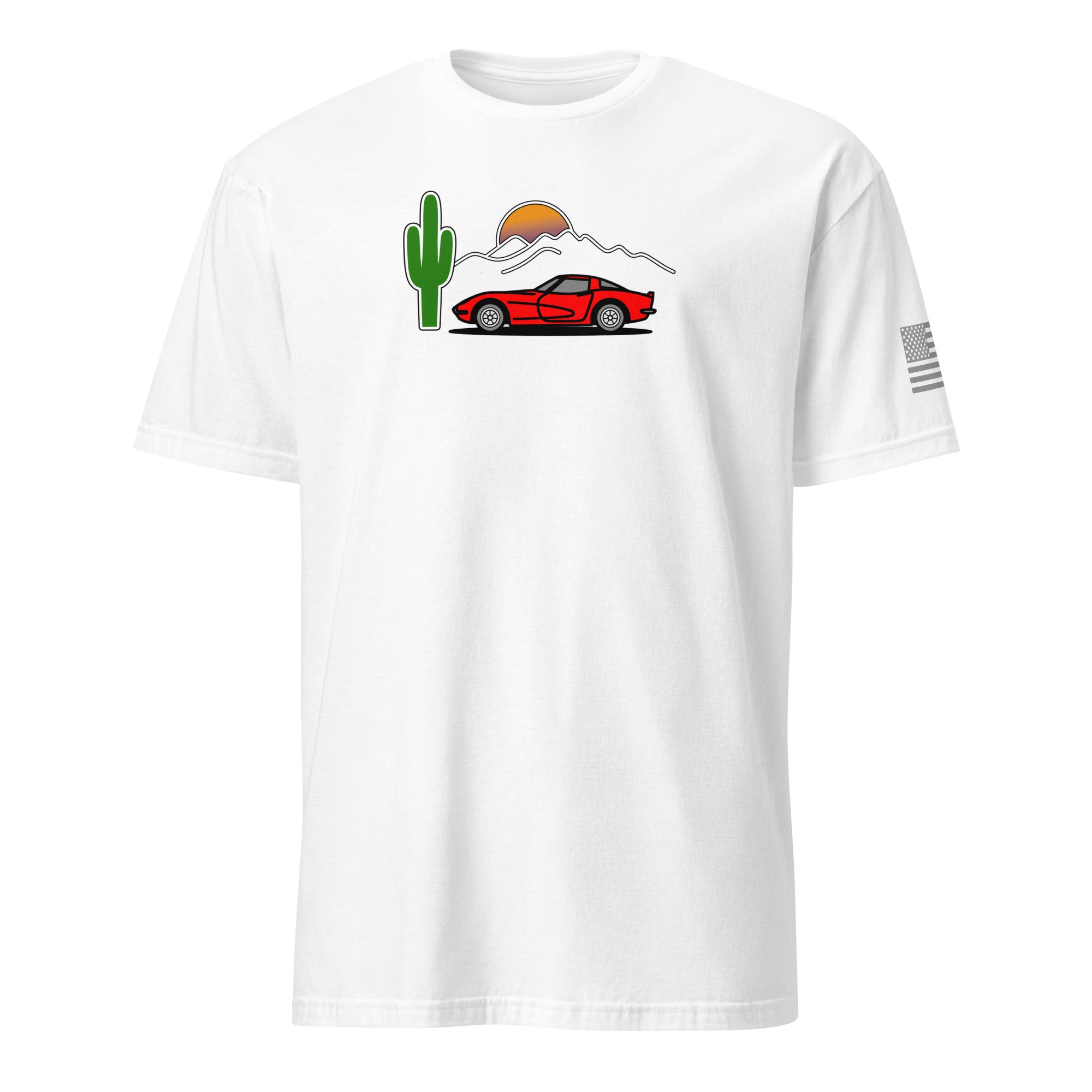 Car T-Shirt Retro Corvette Sunset Graphic Tee Vintage Car Enthusiast - Prop and Piston
