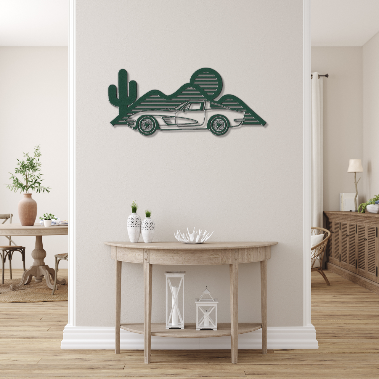 Custom Corvette Silhouette Metal Art – Personalized Corvette Wall Decor, LED-Ready, Powder-Coated Steel, Car Lover Gift