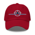 Red embroidered f4u cap with WWII Corsair aviation logo, adjustable unstructured dad hat