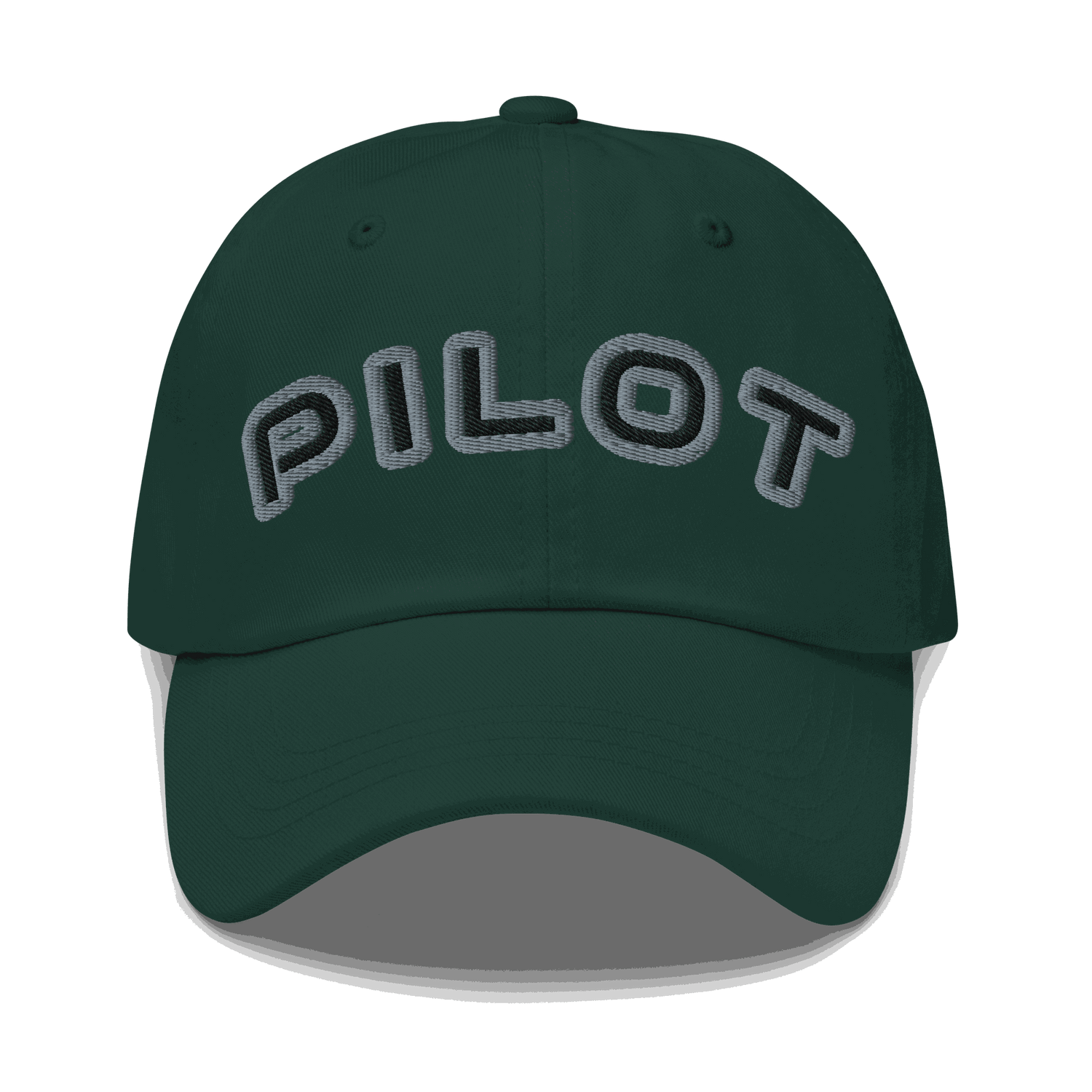 Stylish Pilot Hat dark green adjustable dad cap with PILOT embroidery