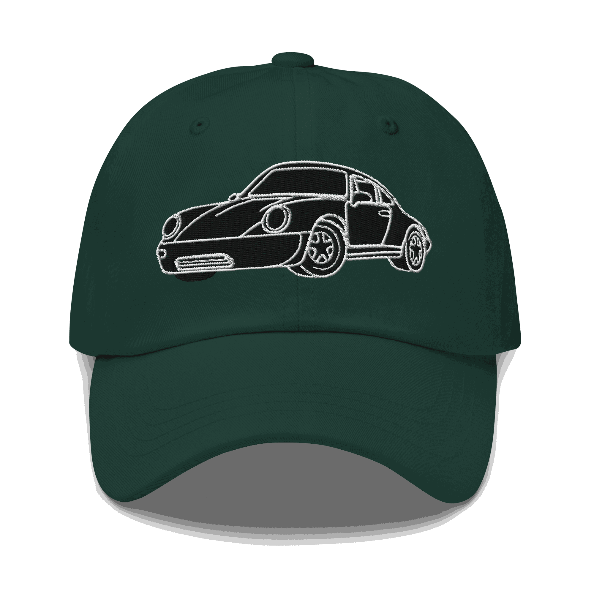 911 Black Racer Dad Hat black twill cap with embroidered 911 logo and adjustable strap