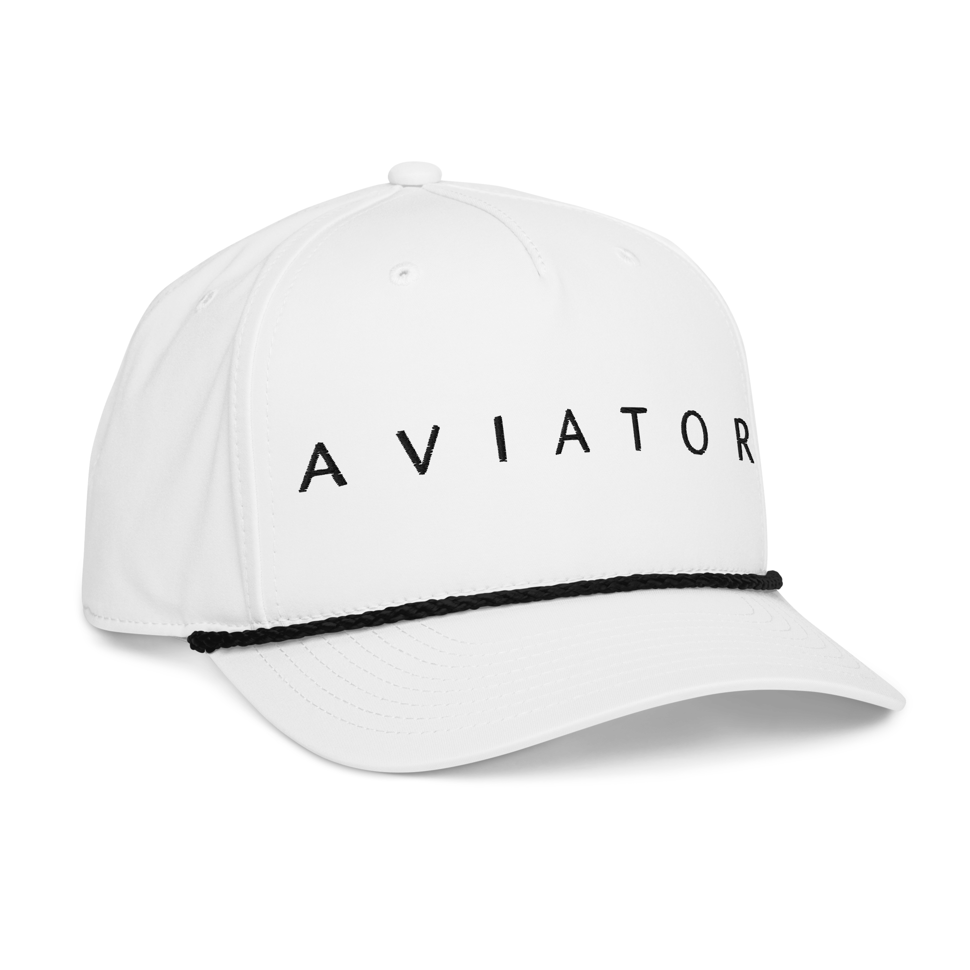 Aviation rope cap featuring braided rope detail and white design, perfect for casual wear or outdoor activities.