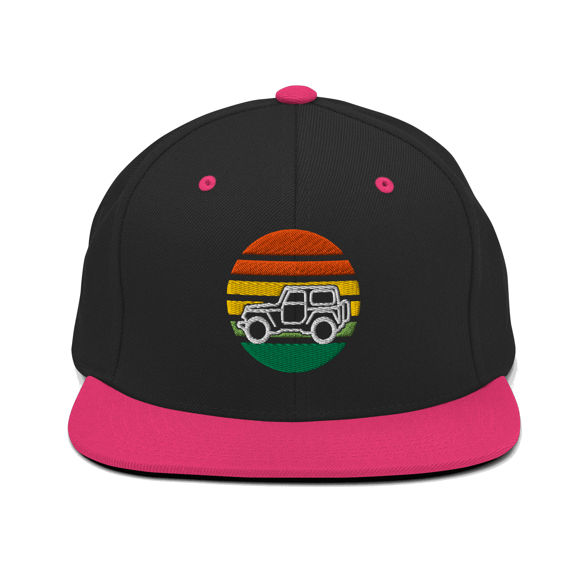 4x4 Retro Snapback Hat with embroidered patch for off-road and automotive enthusiasts