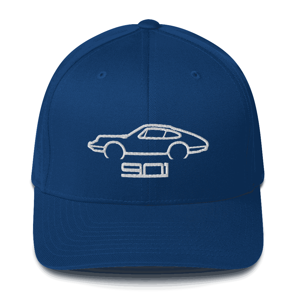 Blue Nine Eleven Cap with embroidered 901 sports car design and classic racing style