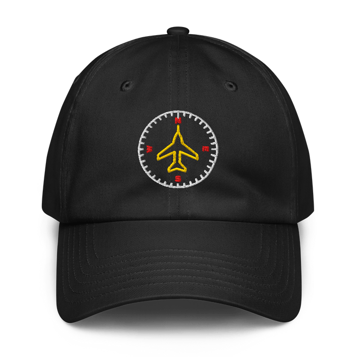 Pilot Compass Aviation Cap with embroidered compass design and adjustable strap