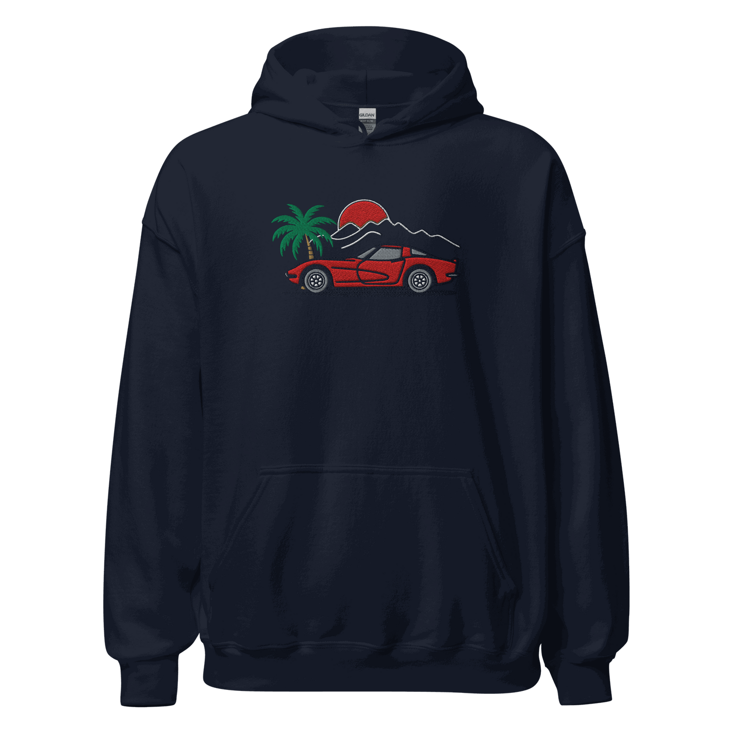 Corvette Sunset Palm Hoodie – Classic Stingray Vibes Unisex - Prop and Piston