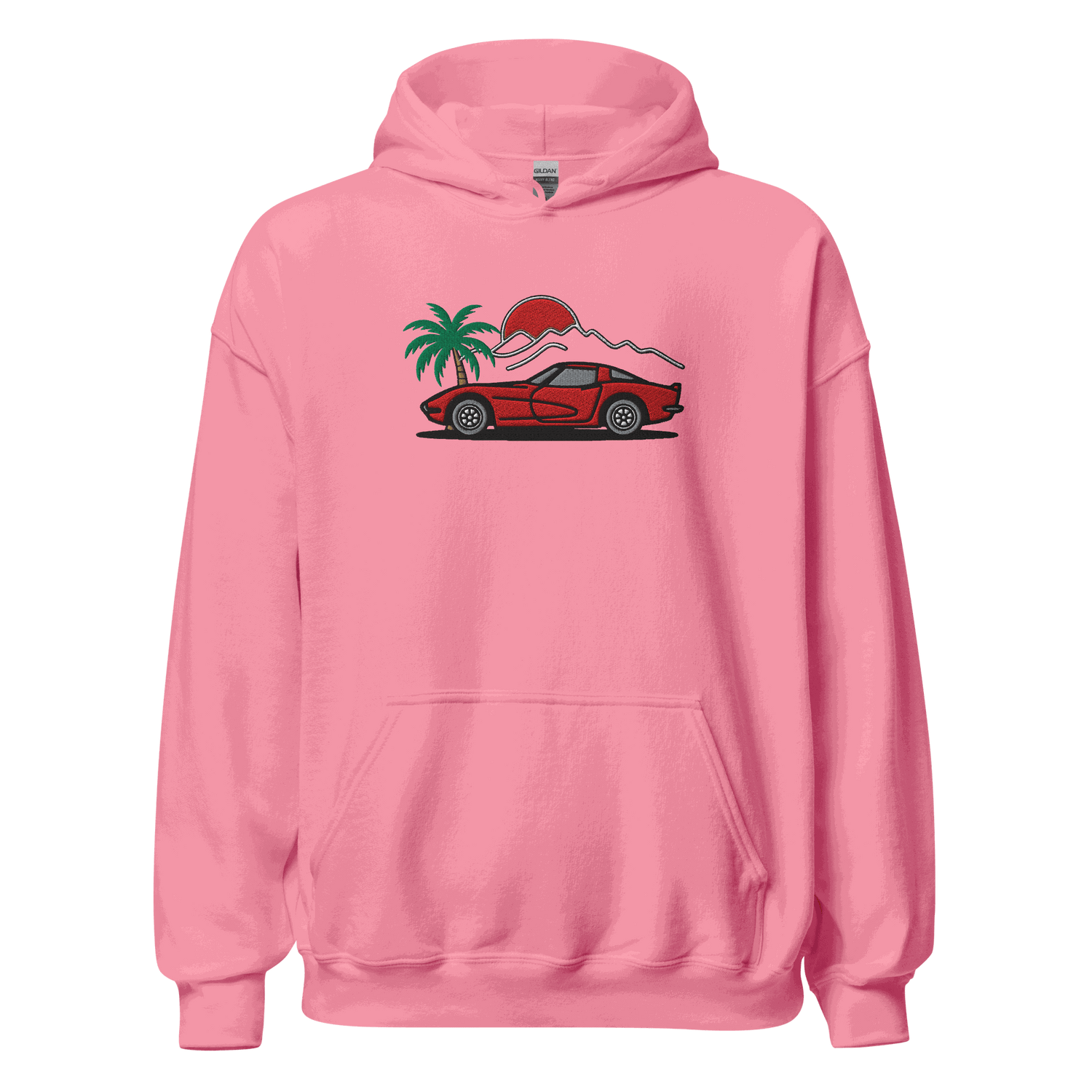 Corvette Sunset Palm Hoodie – Classic Stingray Vibes Unisex - Prop and Piston