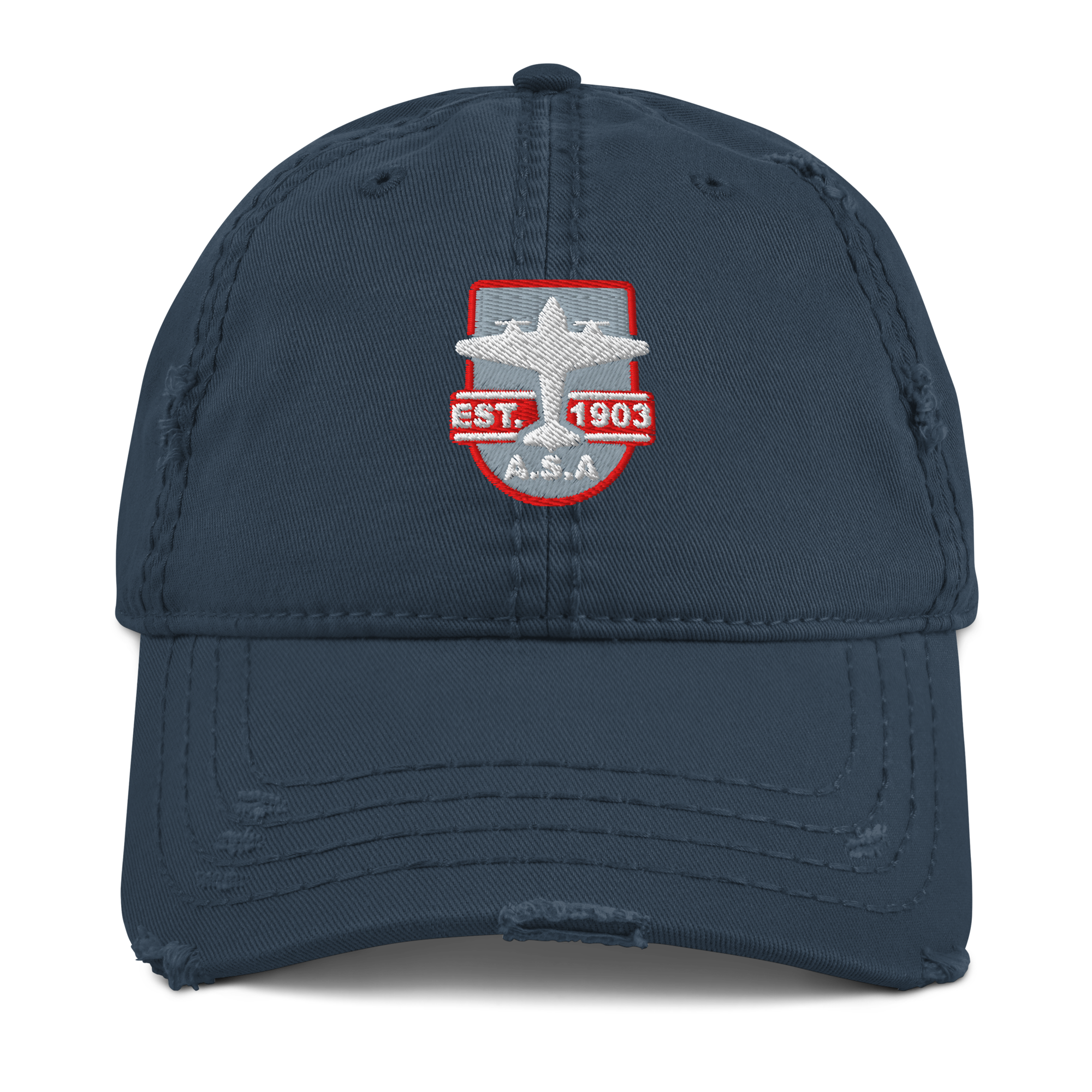 Vintage Aviation Hat dad cap with distressed brim and adjustable closure