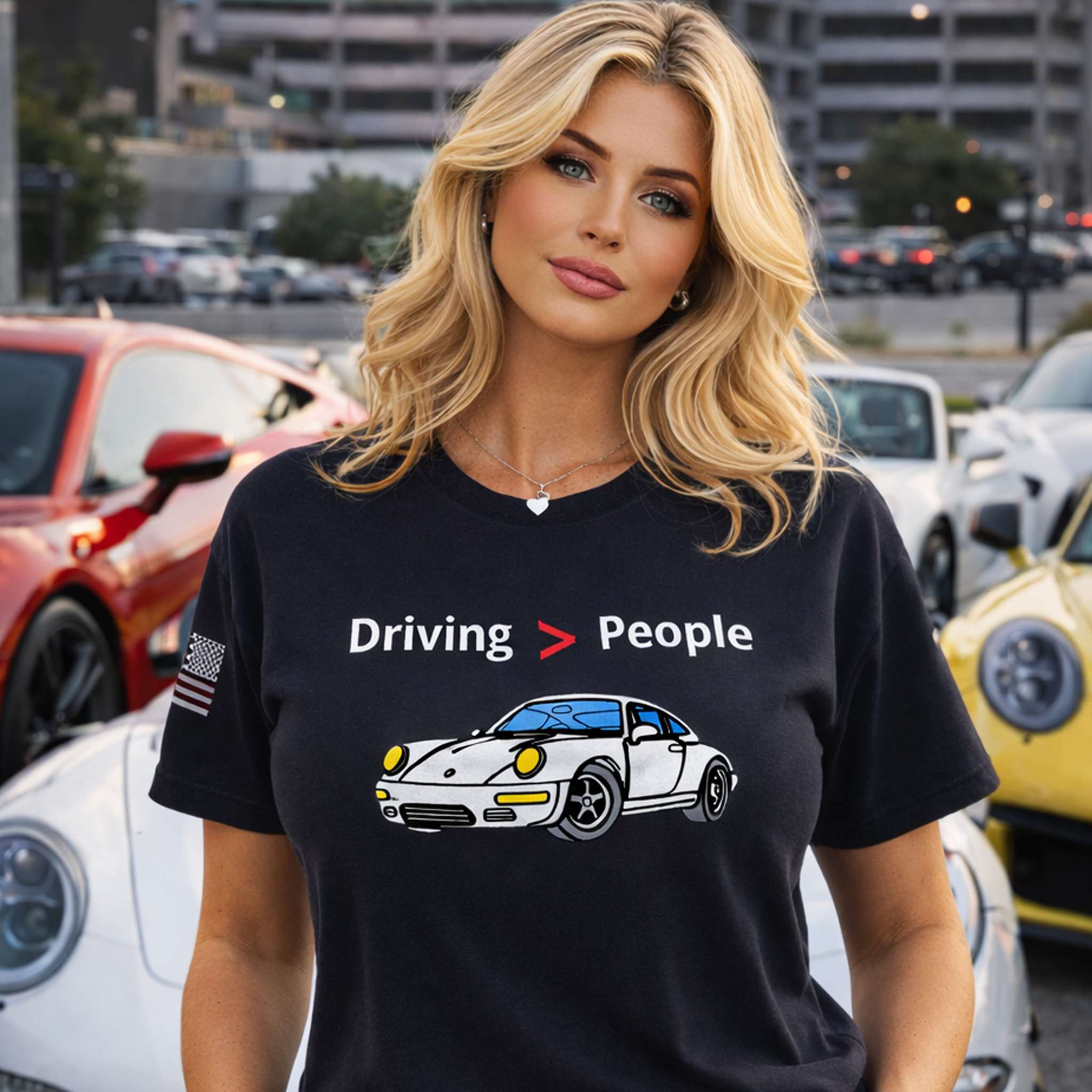 Black unisex Driving Is Better Than People T-Shirt with white printed text, soft cotton material, perfect for car lovers and introverts.