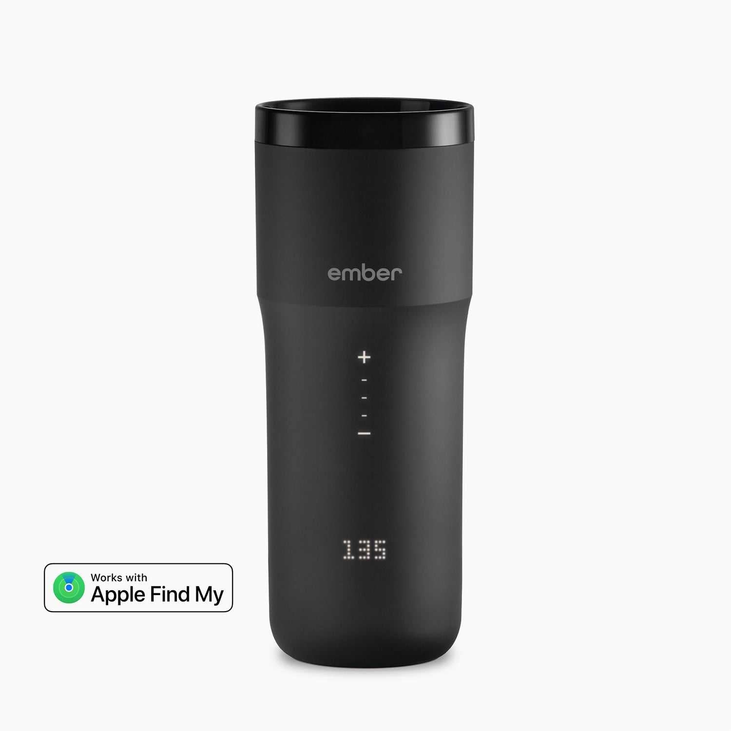 Ember Travel Mug 2 black smart heated travel mug with Apple Find My connectivity and temperature display