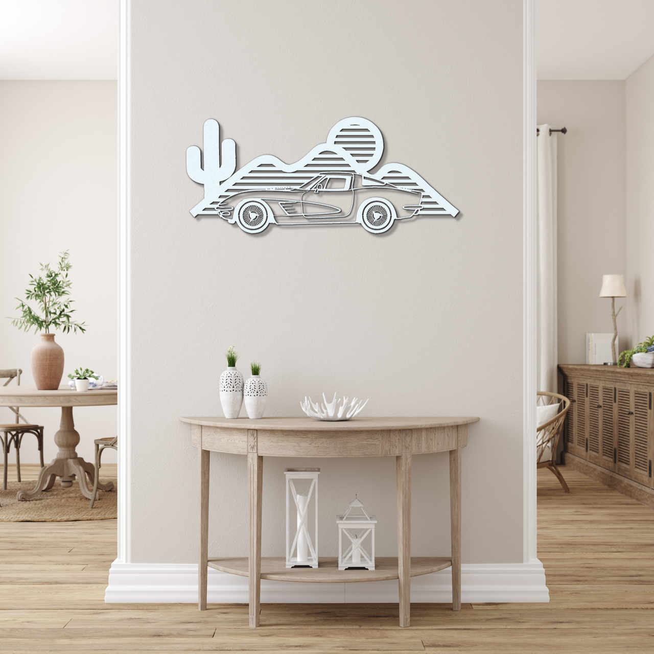 Custom Corvette Silhouette Metal Art – Personalized Corvette Wall Decor, LED-Ready, Powder-Coated Steel, Car Lover Gift
