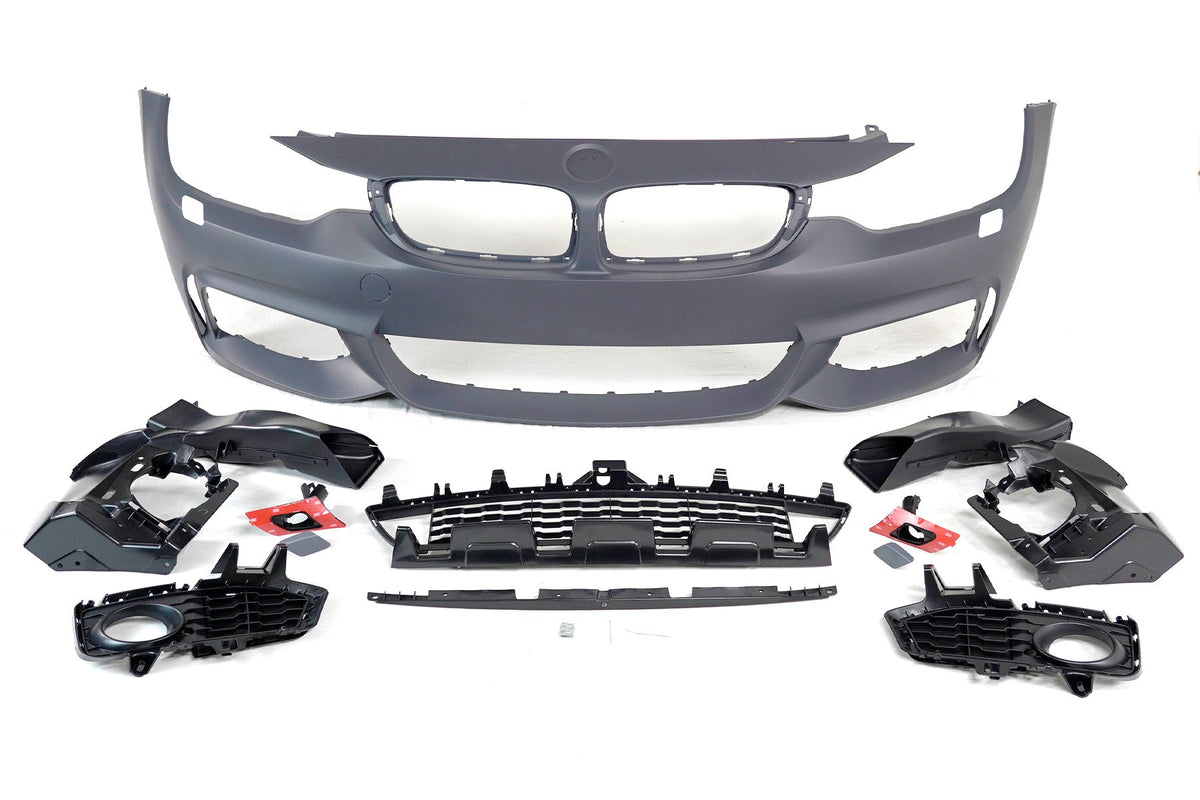 2014-2020 BMW 4 Series F32 M Sport style front bumper conversion kit on blue coupe