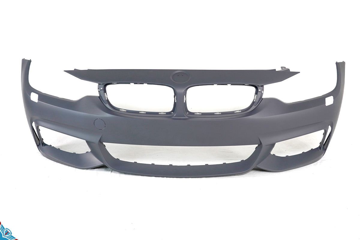 Blue 2014-2020 BMW 4 Series F32 with M Sport style front bumper conversion kit