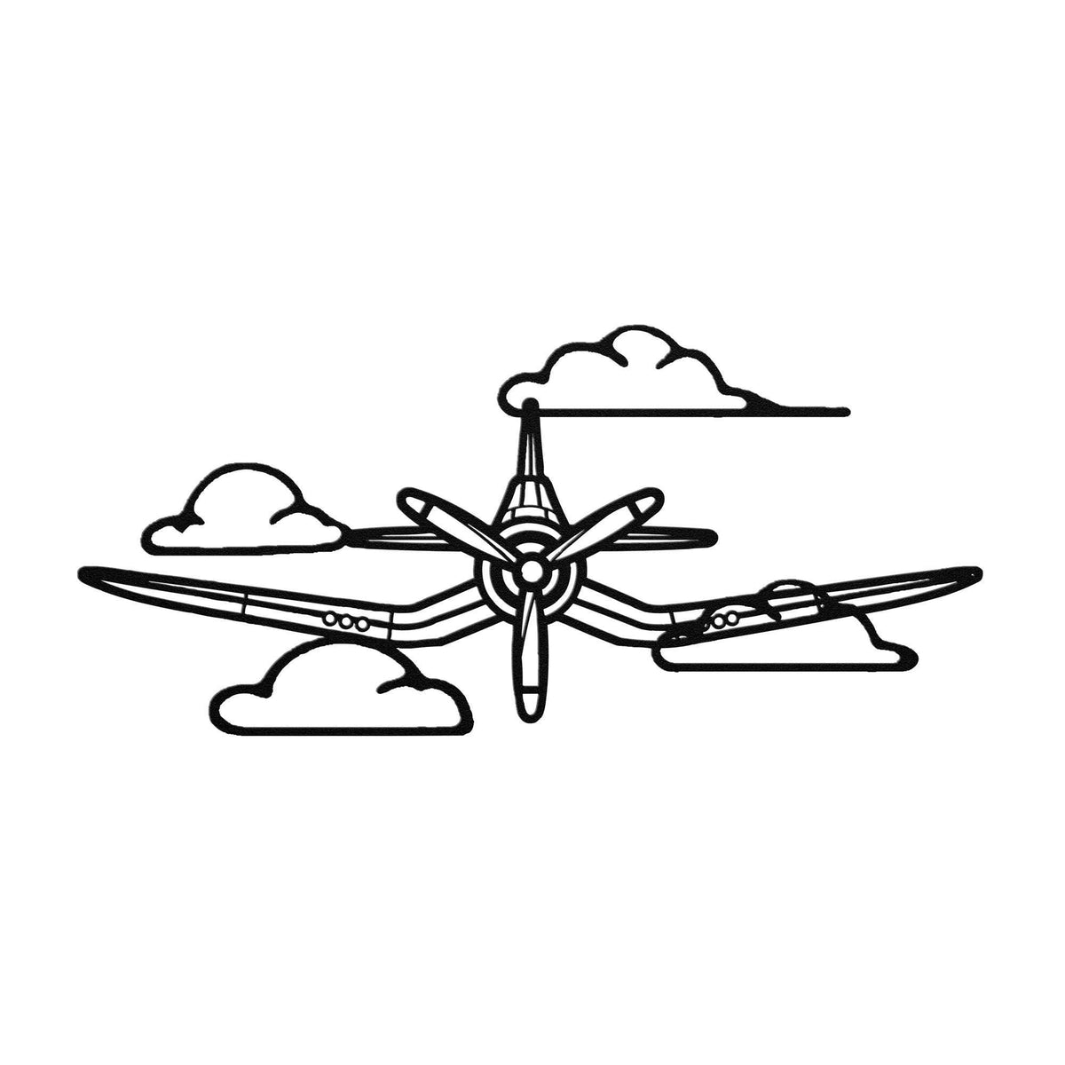 F4U Clouds WWII Corsair metal wall art steel aircraft silhouette with clouds in five color finishes