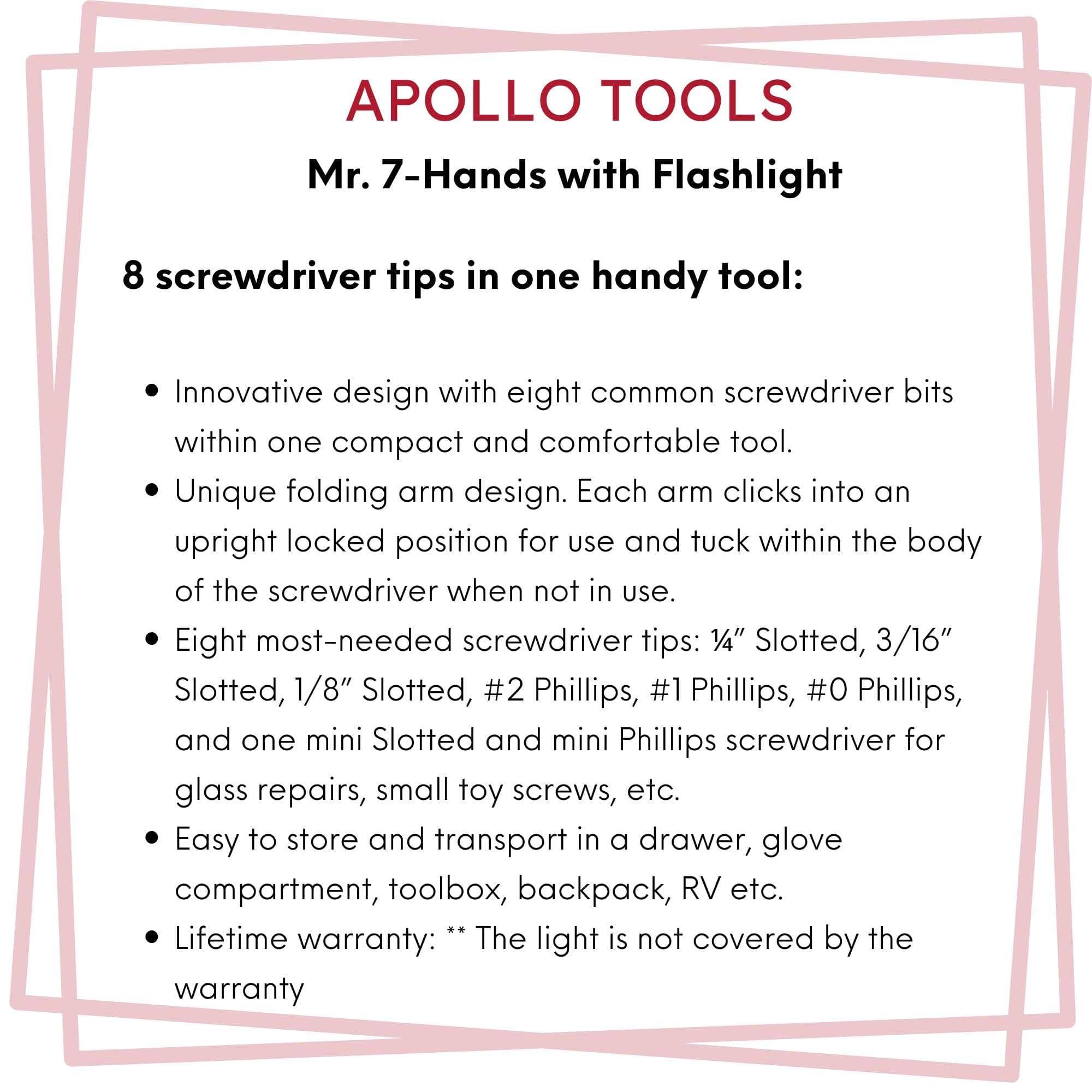 Compact Mr. 7-Hands multi-screwdriver with 8 bits and LED flashlight in folded and unfolded positions