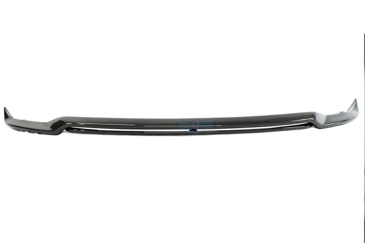 Tesla Model 3 with FYBR ATS style genuine carbon fiber front lip in green wrap