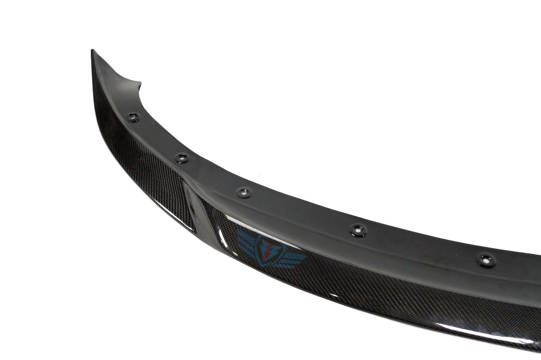 Green wrapped Tesla Model 3 with FYBR ATS style genuine carbon fiber front lip installed