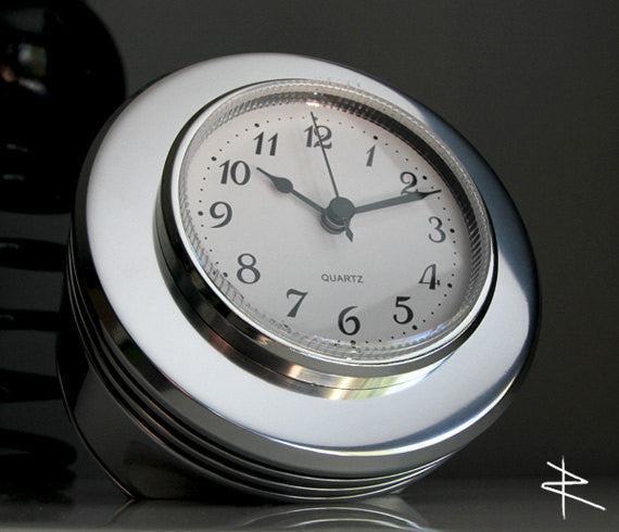 WWII Boeing Stearman radial engine piston desk clock polished mirror finish