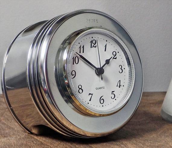 Aviation piston clock WWII Boeing Stearman radial engine piston desk clock polished mirror finish