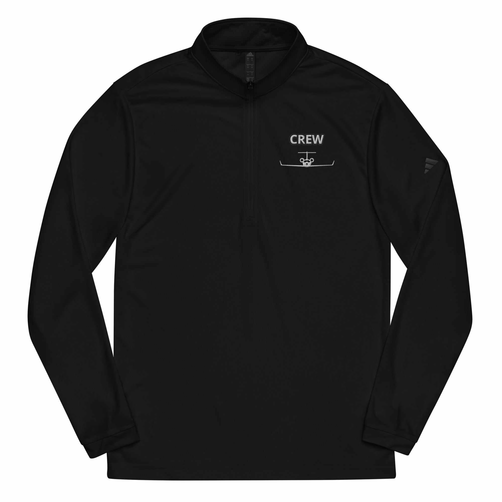 Jet Set Crew Quarter zip pullover in black with adidas logo and quarter zip collar