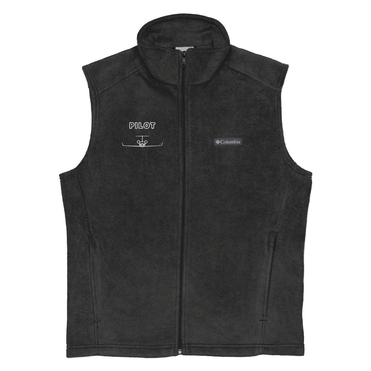 Men's Jet Set Pilot Columbia fleece vest with zippered pockets and classic fit for cold weather layering