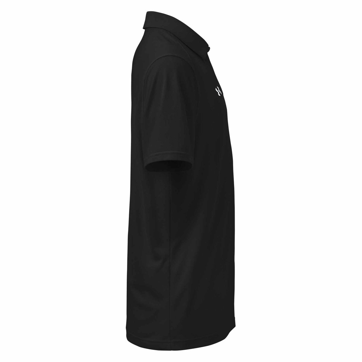 Men's pilot polo shirt with embroidered private jet logo, moisture-wicking performance fit for travel and golf