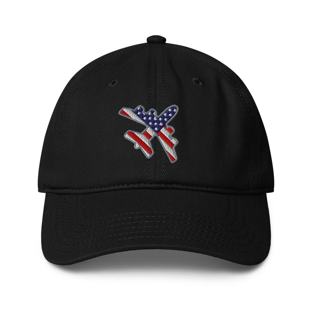 USA Flag aviation baseball cap with low-profile fit and adjustable strap