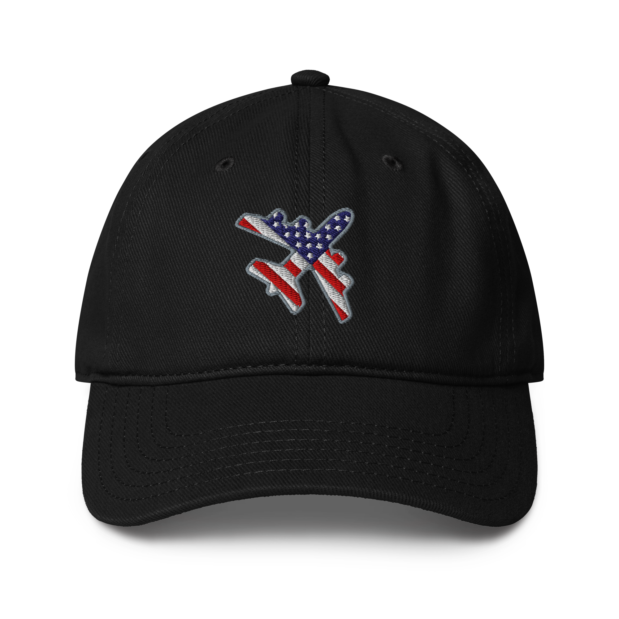USA Flag aviation baseball cap with low-profile fit and adjustable strap