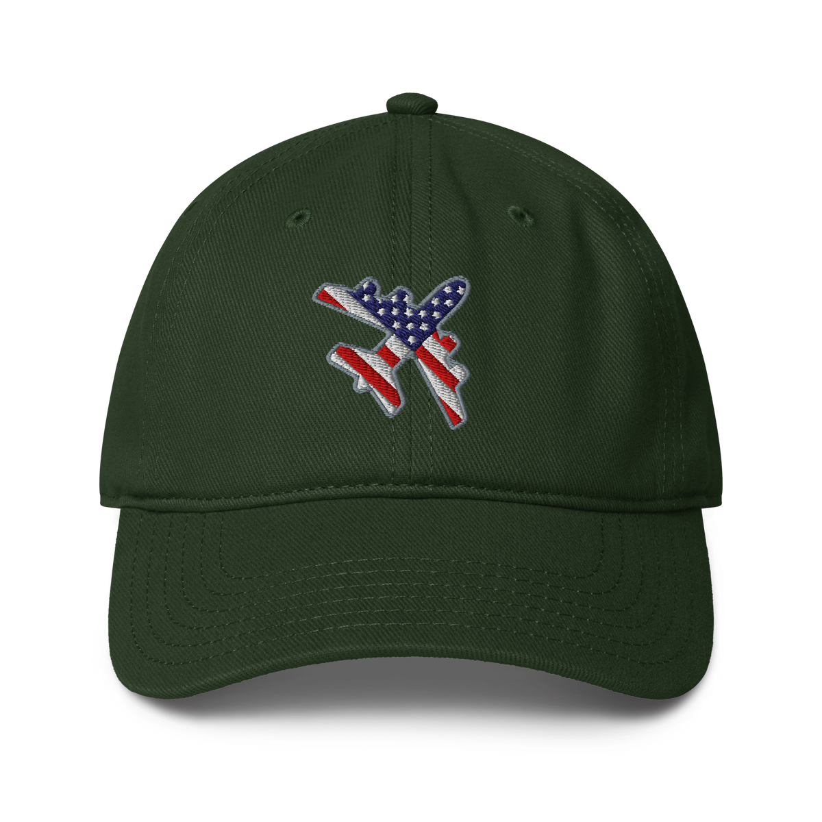 USA Flag aviation baseball cap with relaxed fit and adjustable strap