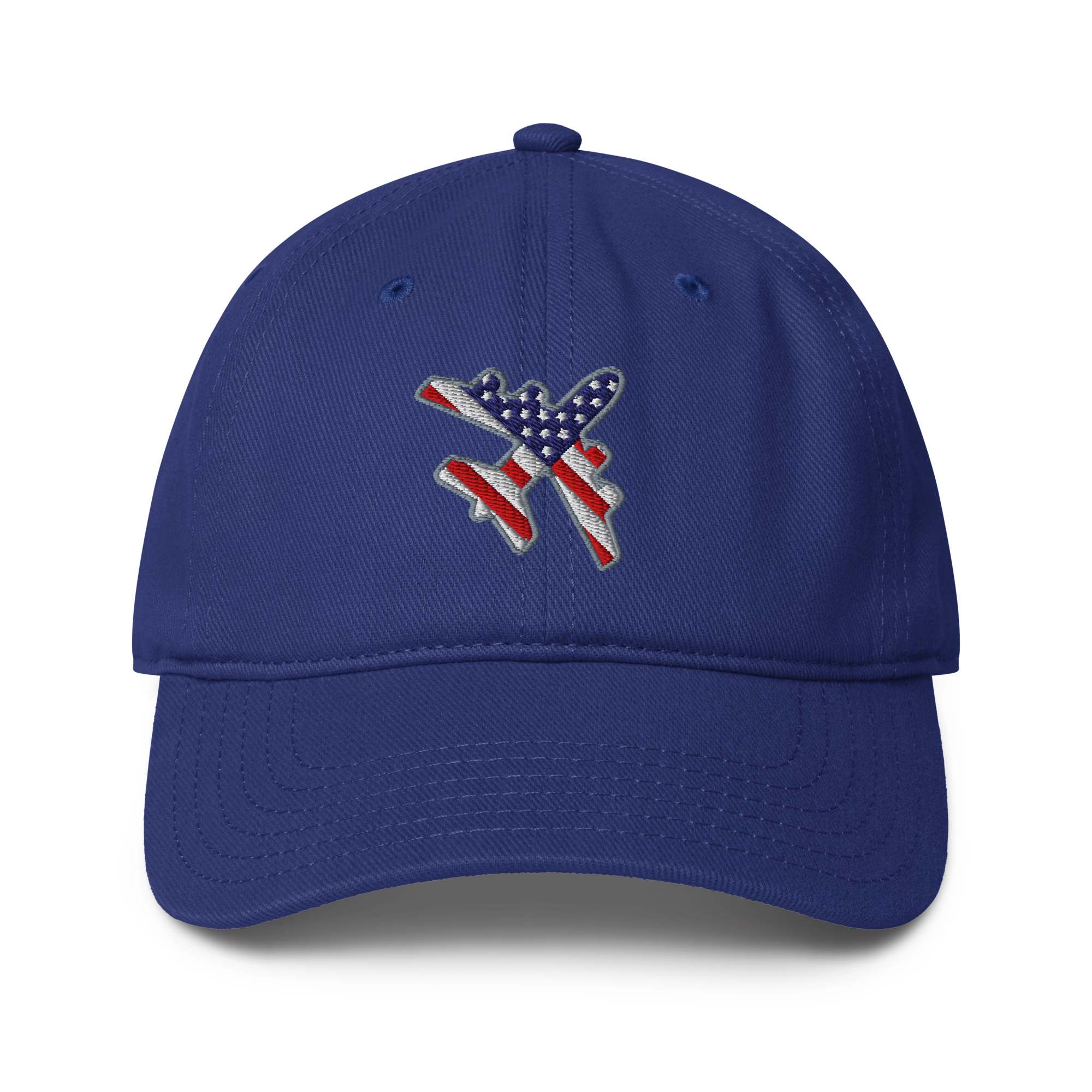 USA Flag aviation baseball cap with adjustable strap and pre-curved visor