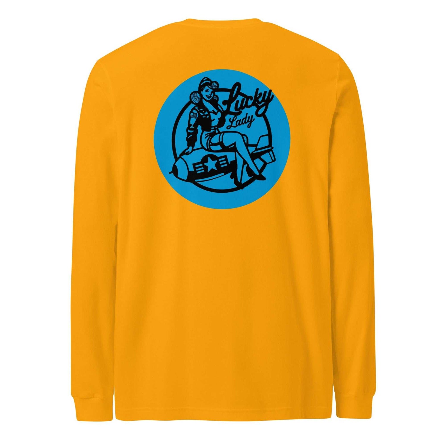 Lucky Lady Front Logo & Large Back Unisex Long Sleeve Tee - Prop and Piston