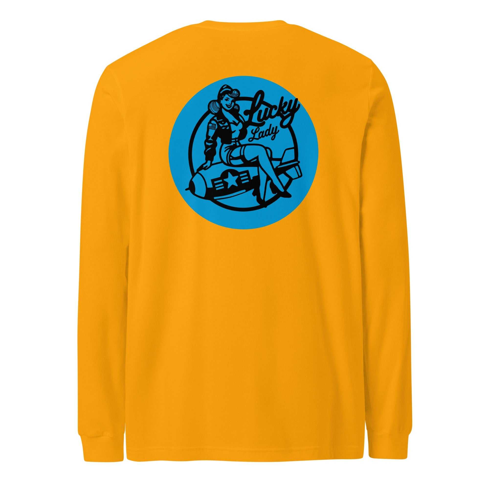 Lucky Lady Front Logo & Large Back Unisex Long Sleeve Tee - Prop and Piston